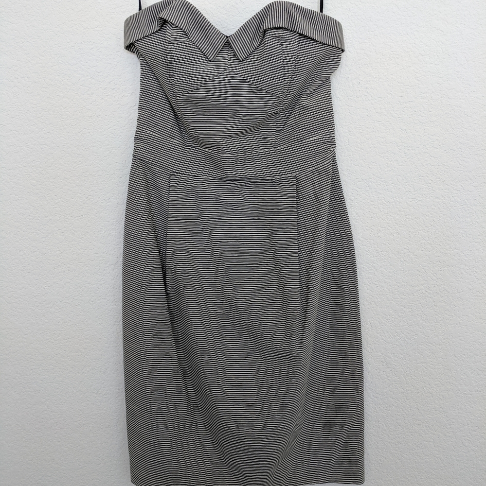 French Connection b&w striped strapless dress sz 2